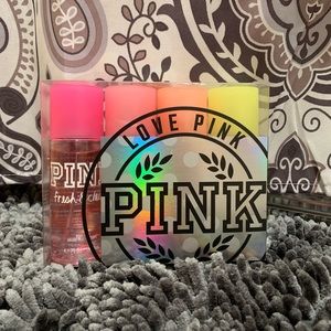 Four mini PINK body mists